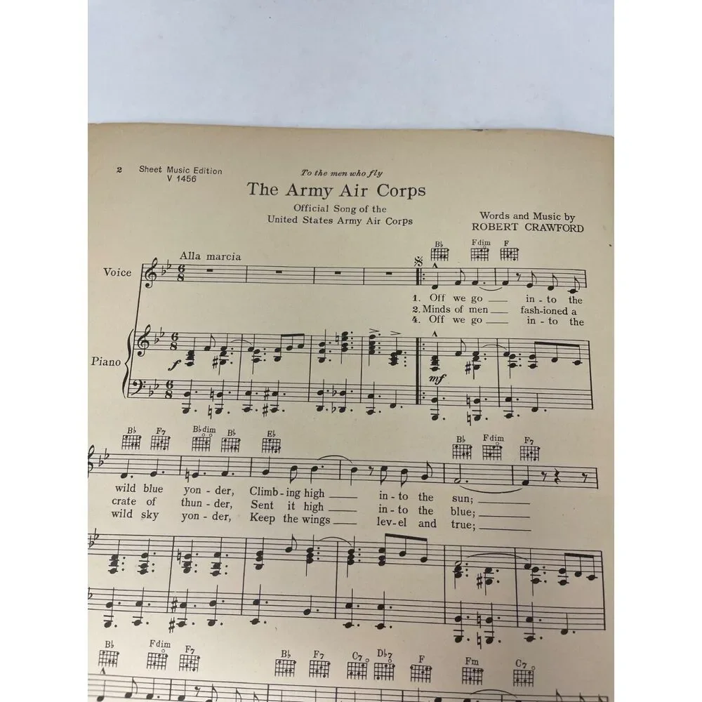 1939 Vintage The Army Air Corps Sheet Music Robert Crawford‎